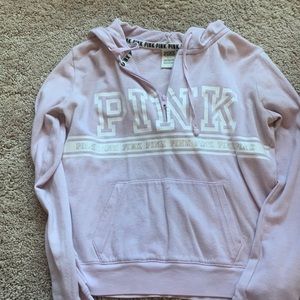 Pink Victoria’s Secret pullover hoodie with quarter zip